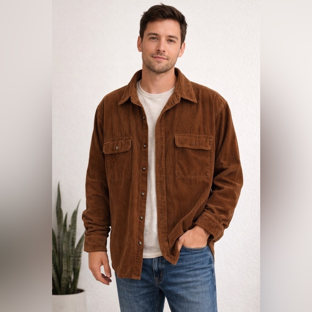Vintage High Sierra Brown Corduroy Shirt Jacket Button Down Workwear Top